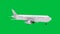 Airplane flying in green screen