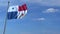 Airplane flying over waving flag of Panama