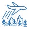 airplane forest fire extinguishing doodle icon hand drawn illustration