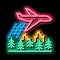 airplane forest fire extinguishing neon glow icon illustration