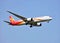 A airplane of Hainan airlines flying in the sky