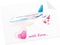 Airplane with hearts. Blank of message