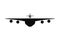 Airplane icon, front view. Plane icon in flat style. Plane silhouette on a white background. Vector illustration