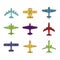 Airplane icon set, color outline style