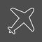 Airplane icon in thin outline style. Aviation transportation take-off travel passenger