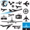 Airplane icons. Airport symbols. Plane.