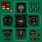 Airplane instrument panel. Aircraft dashboard. Realistic background.