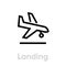 Airplane landing icon. Editable line vector. Simple isolated single sign.