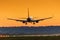 Airplane landing Stuttgart airport sun sunset vacation holidays