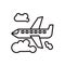 Airplane line icon, outline vector sign, linear style pictogram isolated on white