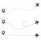 Airplane line path route. Airplane travel concept with map pins, GPS points. Aircraft route dotted lines. Aircrafts and map