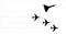 Airplane line vector icon of air plane path flight route with start point and dash line trace