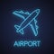 Airplane neon light icon