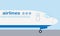Airplane nose. Airplane side view. Passenger plane or aircraft flat vector illustration.