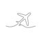 Airplane one line drawing. Minimalism art. Continuous line plane transportation.