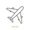 Airplane outline icon. Vector illustration. Summer journey by air transport. Symbol of summertime, travel and tourism. Thin line