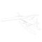 Airplane outline. Plane landing on the water. Vector illustration