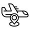 Airplane parcel location icon outline vector. Cargo export