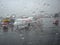 Airplane parked on wet tarmac