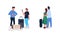 Airplane passengers flat color vector faceless character set