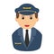 Airplane Pilot Avatar Flat Icon on White