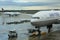 Airplane prepared for departure at the airport of Munich, Germany