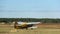 Airplane preparing for takeoff on runway rides, advocate of maize / corn growing