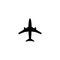 Airplane, Reactive Plane, Aircraft Liner. Flat Vector Icon illustration. Simple black symbol on white background. Airplane,