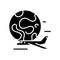 Airplane ride black icon, concept illustration, vector flat symbol, glyph sign.