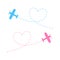 Airplane route vector illustration. Blue and pink flying planes icon set.