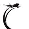 Airplane\'s silhouette on white background.