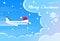 Airplane Santa Red Christmas Hat Cloud Blue Sky