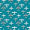 Airplane seamless pattern background vector illustration top view plane and aircraft transportation travel way design