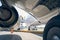 Airplane serviced during the refueling process at the airdrome