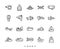 Airplane and ship transportation line icon set