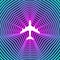 Airplane sign travel retro concept aircraft glow 80s