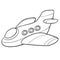 Airplane sketch, coloring, isolated object on a white background, vector illustration,
