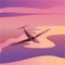 Airplane in the sky at sunset - Passenger Airliner aircraft. Illustration vector