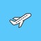 Airplane take off filled outline icon, line vector sign, flat colorful pictogram. Departure Symbol, logo illustration.