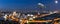 Airplane take off over the panorama city at twilight scene