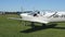 Airplane before take-off. Pilot and copilot preparing to take off, Small Plane at the Airport. Engine of an old aircraft