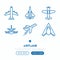 Airplane thin line icons set