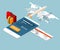 Airplane ticket online booking on smartphone