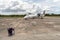 Airplane to check before taking off at Siargao Airport, Siargao, Philippines, Apr 26, 2019