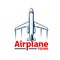 Airplane tour or air travel icon, aviation flights