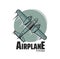 Airplane tours vector icon with vintage plane