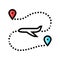 airplane track map location color icon vector illustration