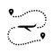 airplane track map location glyph icon vector illustration