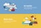 Airplane Transportation Air Tourism, Water Travel Cruise Web Banner