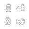 Airplane travel essential pack linear icons set